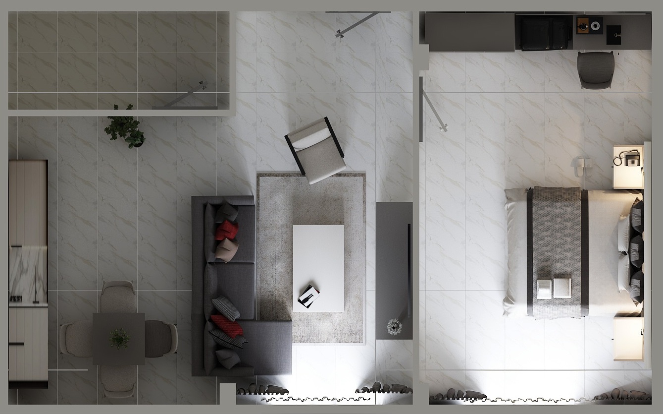 Layout of a one-bedroom apartment at Sella Residences